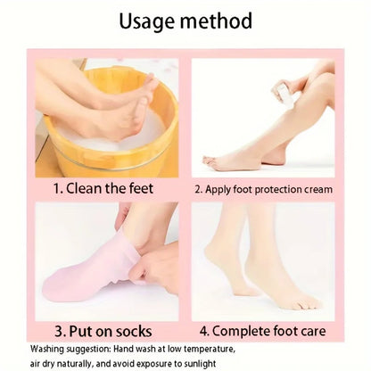Moisturizing Silicone Gel Socks for Dry Cracked Feet — Reusable Heel Care (1 Pair) Moisturizing Silicone Gel Socks for Dry Cracked Feet — Reusable Heel Care (1 Pair)