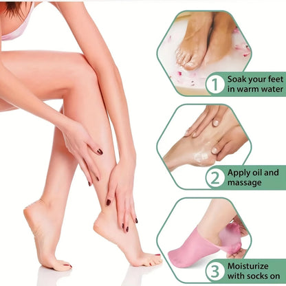 Moisturizing Silicone Gel Socks for Dry Cracked Feet — Reusable Heel Care (1 Pair) Moisturizing Silicone Gel Socks for Dry Cracked Feet — Reusable Heel Care (1 Pair)